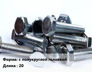 Болт с полукруглой головкойх20, цена за 100 шт,цена за шт, кг цена от 249.25 сом / кг, где купить, условия доставки в Оше и Ошской области